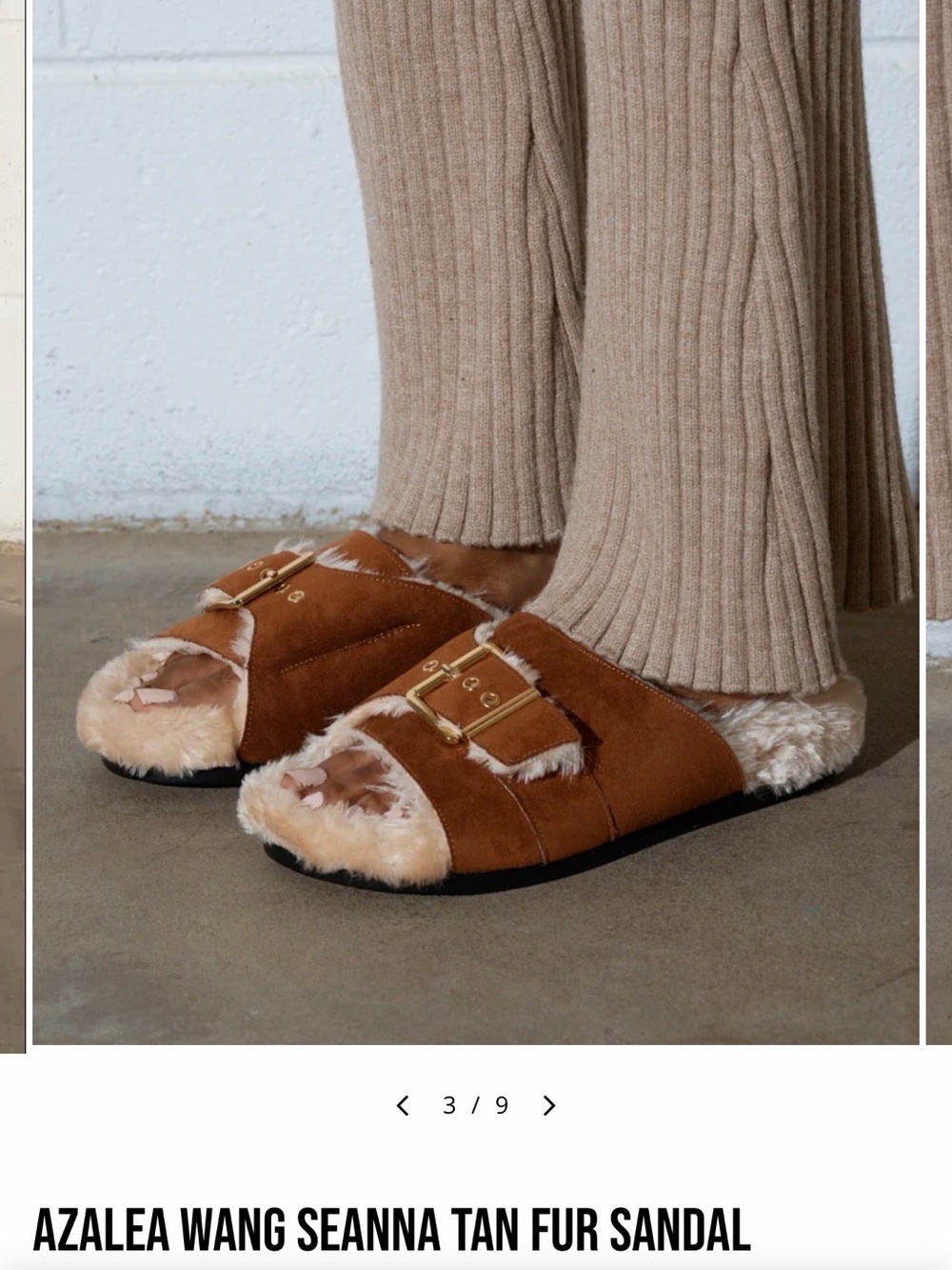 Azalea Wang Seanna Tan Fur Slide Sandals